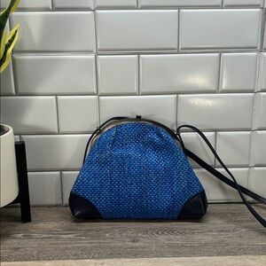 Blue Woven Crossbody Bag